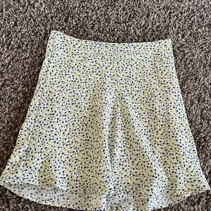 H&M White and Yellow A-line Mini Skirt Casual